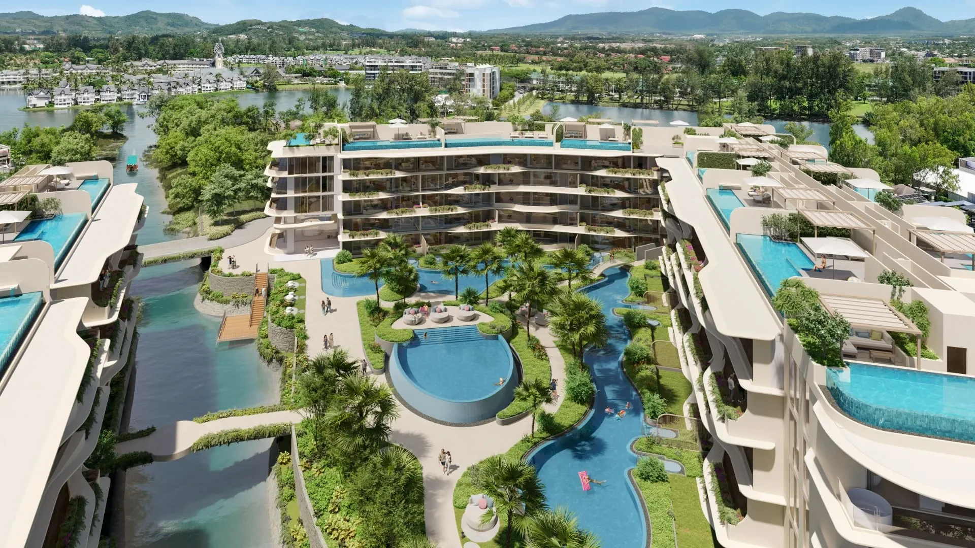 Laguna Beach Residences Bayside: прогулочные мостики через канал, официальная визуализация