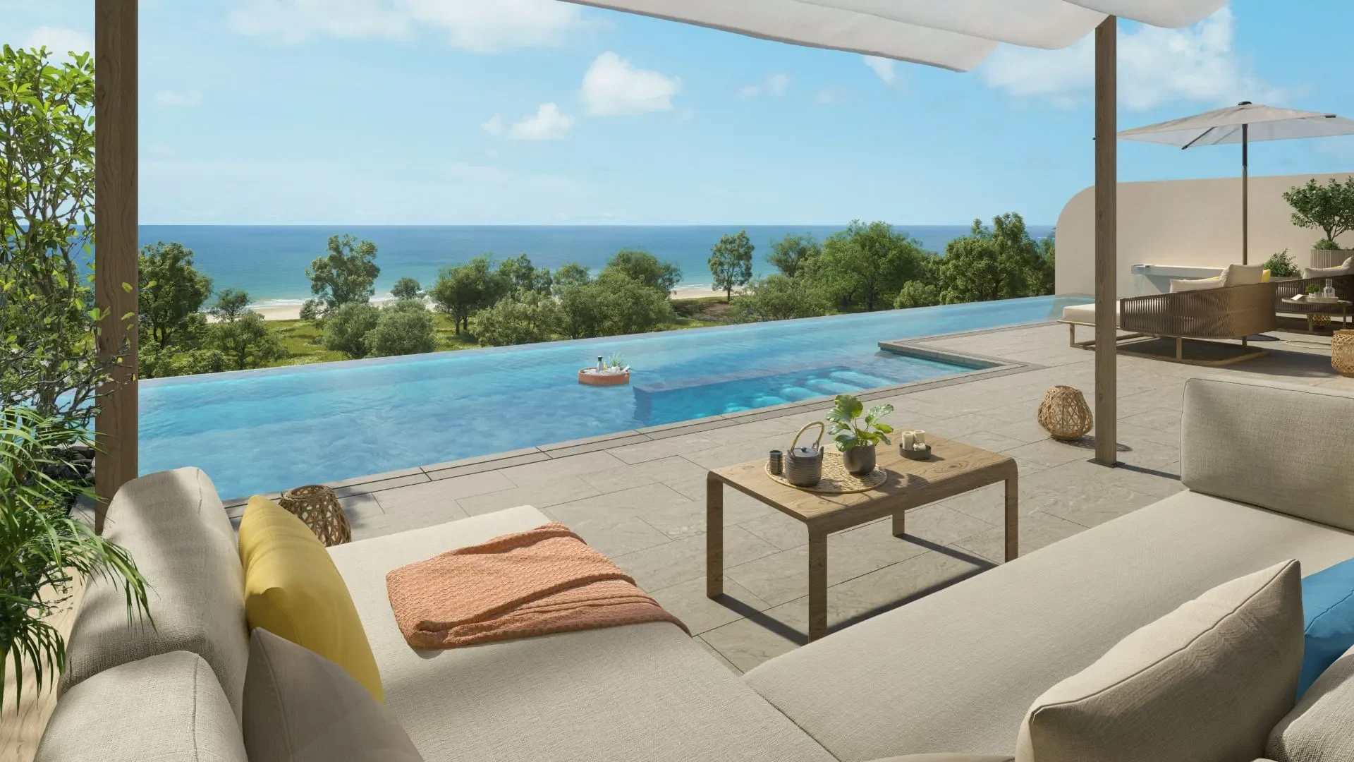 Laguna Beach Residences Bayside: терраса и личный бассейн пентхауса, официальная визуализация